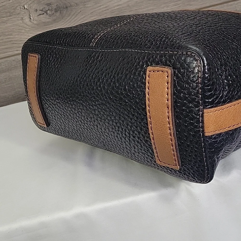 Brighton Black and Brown Pebble Leather Tote Crossbody Bag